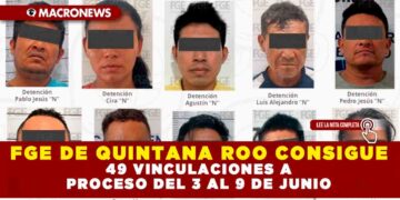 FGE DE QUINTANA ROO CONSIGUE 49 VINCULACIONES A PROCESO DEL 3 AL 9 DE JUNIO