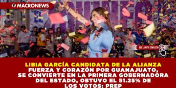 LIBIA GARCÍA CANDIDATA DE LA ALIANZA FUERZA Y CORAZÓN POR GUANAJUATO, SE CONVIERTE EN LA PRIMERA GOBERNADORA DEL ESTADO, OBTUVO EL 51.25% DE LOS VOTOS: PREP