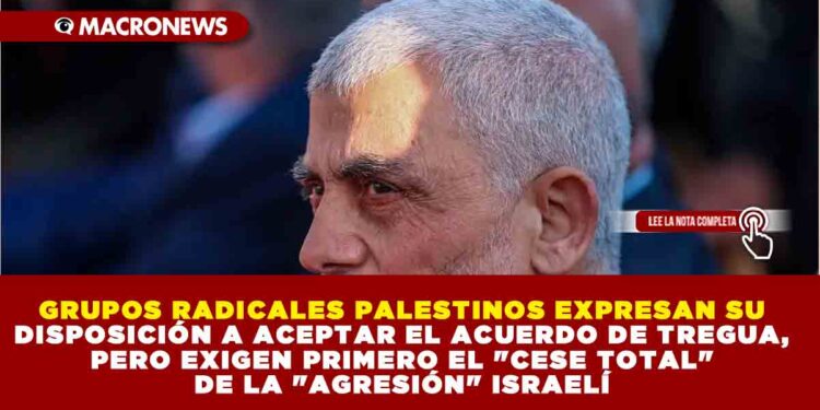 GRUPOS RADICALES PALESTINOS EXPRESAN SU DISPOSICIÓN A ACEPTAR EL ACUERDO DE TREGUA, PERO EXIGEN PRIMERO EL «CESE TOTAL» DE LA «AGRESIÓN» ISRAELÍ.