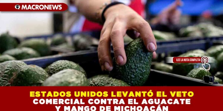 ESTADOS UNIDOS LEVANTÓ EL VETO COMERCIAL CONTRA EL AGUACATE Y MANGO DE MICHOACÁN