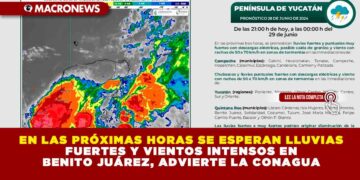 EN LAS PRÓXIMAS HORAS SE ESPERAN LLUVIAS FUERTES Y VIENTOS INTENSOS EN BENITO JUÁREZ, ADVIERTE LA CONAGUA