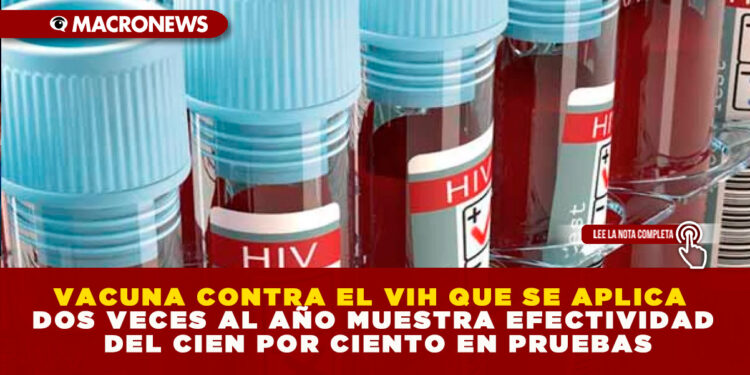 VACUNA CONTRA EL VIH QUE SE APLICA  DOS VECES AL AÑO MUESTRA EFECTIVIDAD  DEL CIEN POR CIENTO EN PRUEBAS