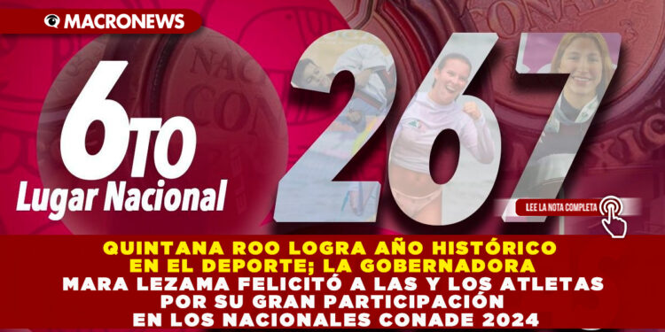 QUINTANA ROO LOGRA AÑO HISTÓRICO EN EL DEPORTE; LA GOBERNADORA MARA LEZAMA FELICITÓ A LAS Y LOS ATLETAS POR SU GRAN PARTICIPACIÓN EN LOS NACIONALES CONADE 2024