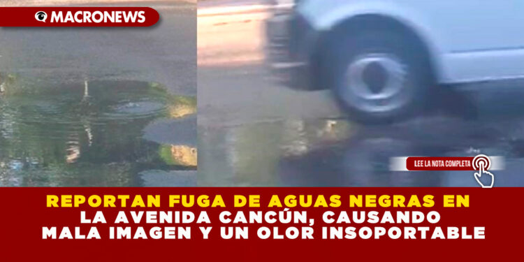 REPORTAN FUGA DE AGUAS NEGRAS EN LA AVENIDA CANCÚN, CAUSANDO MALA IMAGEN Y UN OLOR INSOPORTABLE