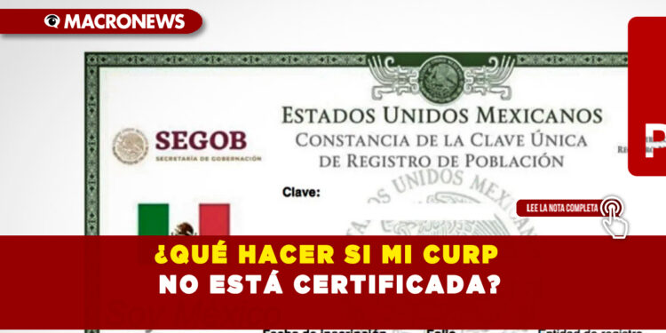 ¿QUÉ HACER SI MI CURP NO ESTÁ CERTIFICADA?