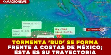 TORMENTA ‘BUD’ SE FORMA FRENTE A COSTAS DE MÉXICO; ÉSTA ES SU TRAYECTORIA