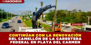 CONTINÚAN CON LA RENOVACIÓN DEL CAMELLÓN DE LA CARRETERA FEDERAL EN PLAYA DEL CARMEN