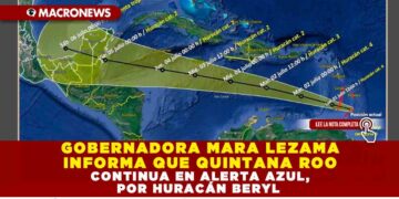 GOBERNADORA MARA LEZAMA INFORMA QUE QUINTANA ROO CONTINUA EN ALERTA AZUL, POR HURACÁN BERYL