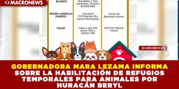GOBERNADORA MARA LEZAMA INFORMA SOBRE LA HABILITACIÓN DE REFUGIOS TEMPORALES PARA ANIMALES POR HURACÁN BERYL