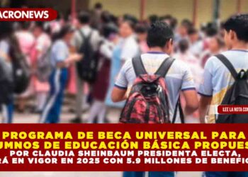 PROGRAMA DE BECA UNIVERSAL PARA ALUMNOS DE EDUCACIÓN BÁSICA PROPUESTO POR CLAUDIA SHEINBAUM PRESIDENTA ELECTA, ENTRARÁ EN VIGOR EN 2025 CON 5.9 MILLONES DE BENEFICIARIOS