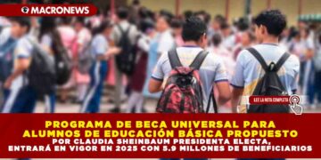 PROGRAMA DE BECA UNIVERSAL PARA ALUMNOS DE EDUCACIÓN BÁSICA PROPUESTO POR CLAUDIA SHEINBAUM PRESIDENTA ELECTA, ENTRARÁ EN VIGOR EN 2025 CON 5.9 MILLONES DE BENEFICIARIOS