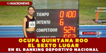 OCUPA QUINTANA ROO EL SEXTO LUGAR EN EL RANKING DEPORTIVO NACIONAL