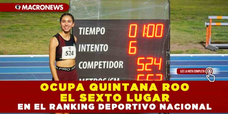 OCUPA QUINTANA ROO EL SEXTO LUGAR EN EL RANKING DEPORTIVO NACIONAL
