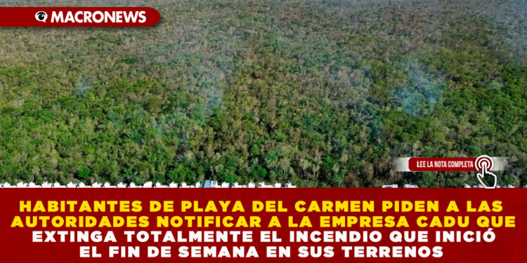 HABITANTES DE PLAYA DEL CARMEN PIDEN A LAS AUTORIDADES NOTIFICAR A LA EMPRESA CADU QUE EXTINGA TOTALMENTE EL INCENDIO QUE INICIÓ EL FIN DE SEMANA EN SUS TERRENOS