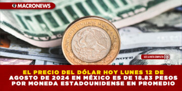 EL PRECIO DEL DÓLAR HOY LUNES 12 DE AGOSTO DE 2024 EN MÉXICO ES DE 18.83 PESOS POR MONEDA ESTADOUNIDENSE EN PROMEDIO