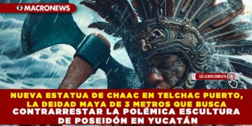 NUEVA ESTATUA DE CHAAC EN TELCHAC PUERTO, LA DEIDAD MAYA DE 3 METROS QUE BUSCA CONTRARRESTAR LA POLÉMICA ESCULTURA DE POSEIDÓN EN YUCATÁN