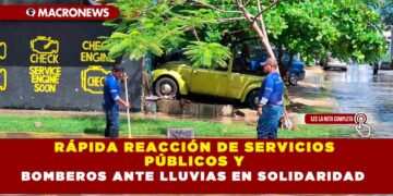 RÁPIDA REACCIÓN DE SERVICIOS PÚBLICOS Y BOMBEROS ANTE LLUVIAS EN SOLIDARIDAD