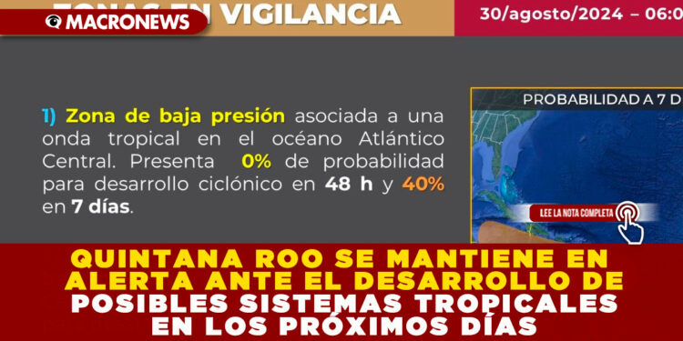QUINTANA ROO SE MANTIENE EN ALERTA ANTE EL DESARROLLO DE POSIBLES SISTEMAS TROPICALES EN LOS PRÓXIMOS DÍAS