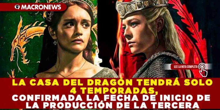 LA CASA DEL DRAGÓN TENDRÁ SOLO 4 TEMPORADAS, CONFIRMADA LA FECHA DE INICIO DE LA PRODUCCIÓN DE LA TERCERA