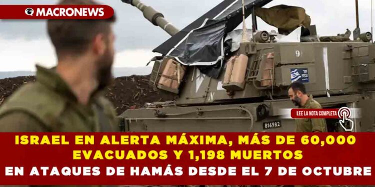 ISRAEL EN ALERTA MÁXIMA, MÁS DE 60,000 EVACUADOS Y 1,198 MUERTOS EN ATAQUES DE HAMÁS DESDE EL 7 DE OCTUBRE