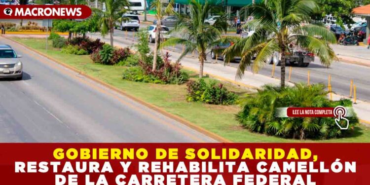 GOBIERNO DE SOLIDARIDAD, RESTAURA Y REHABILITA CAMELLÓN DE LA CARRETERA FEDERAL
