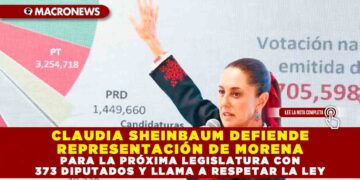 CLAUDIA SHEINBAUM DEFIENDE REPRESENTACIÓN DE MORENA PARA LA PRÓXIMA LEGISLATURA CON 373 DIPUTADOS Y LLAMA A RESPETAR LA LEY