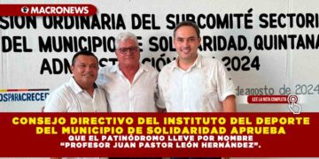 CONSEJO DIRECTIVO DEL INSTITUTO DEL DEPORTE DEL MUNICIPIO DE SOLIDARIDAD APRUEBA QUE EL PATINÓDROMO LLEVE POR NOMBRE “PROFESOR JUAN PASTOR LEÓN HERNÁNDEZ”.