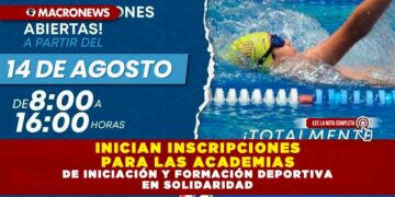 INICIAN INSCRIPCIONES PARA LAS ACADEMIAS DE INICIACIÓN Y FORMACIÓN DEPORTIVA EN SOLIDARIDAD