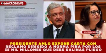 PRESIDENTE AMLO EXPONE CARTA CON RECLAMO DIRIGIDO A NORMA PIÑA POR LOS 35 MIL MILLONES QUE DEBE SALINAS PLIEGO
