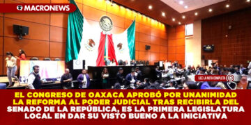 EL CONGRESO DE OAXACA APROBÓ POR UNANIMIDAD LA REFORMA AL PODER JUDICIAL TRAS RECIBIRLA DEL SENADO DE LA REPÚBLICA, ES LA PRIMERA LEGISLATURA LOCAL EN DAR SU VISTO BUENO A LA INICIATIVA