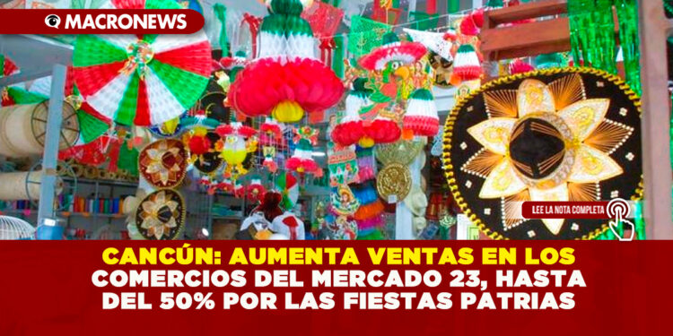 CANCÚN: AUMENTA VENTAS EN LOS COMERCIOS DEL MERCADO 23, HASTA DEL 50% POR LAS FIESTAS PATRIAS