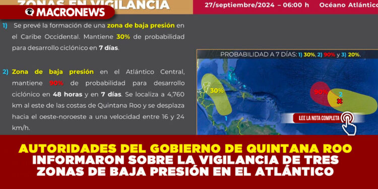 GOBERNADORA MARA LEZAMA INFORMA SOBRE FORMACIÓN DE UNA ZONA DE BAJA PRESIÓN EN EL CARIBE OCCIDENTAL, MANTIENE 30% DE PROBABILIDAD PARA DESARROLLO CICLÓNICO