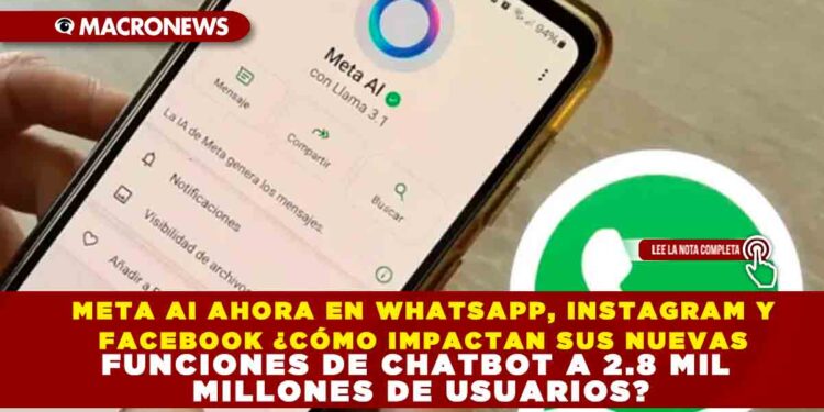 META AI AHORA EN WHATSAPP, INSTAGRAM Y FACEBOOK ¿CÓMO IMPACTAN SUS NUEVAS FUNCIONES DE CHATBOT A 2.8 MIL MILLONES DE USUARIOS?
