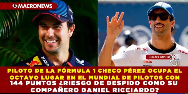 PILOTO DE LA FÓRMULA 1 CHECO PÉREZ OCUPA EL OCTAVO LUGAR EN EL MUNDIAL DE PILOTOS CON 144 PUNTOS ¿RIESGO DE DESPIDO COMO SU COMPAÑERO DANIEL RICCIARDO?