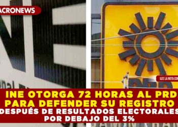 INE OTORGA 72 HORAS AL PRD PARA DEFENDER SU REGISTRO DESPUÉS DE RESULTADOS ELECTORALES POR DEBAJO DEL 3%
