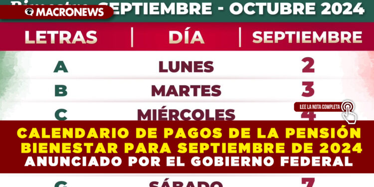 Calendario de Pagos de la Pensión Bienestar para Septiembre de 2024 Anunciado por el Gobierno Federal