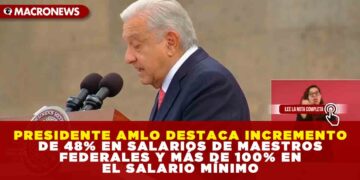 PRESIDENTE AMLO DESTACA INCREMENTO DE 48% EN SALARIOS DE MAESTROS FEDERALES Y MÁS DE 100% EN EL SALARIO MÍNIMO