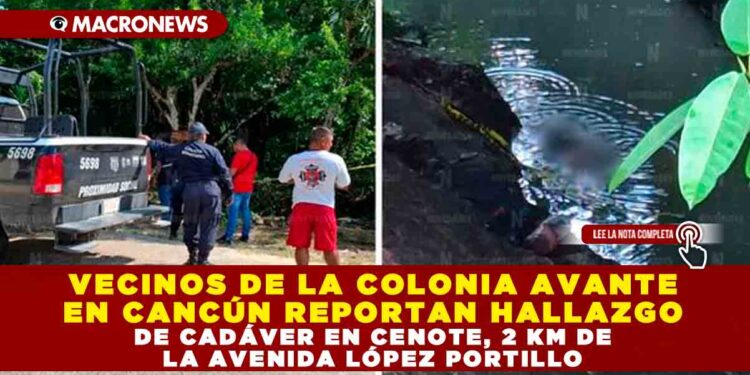 VECINOS DE LA COLONIA AVANTE EN CANCÚN REPORTAN HALLAZGO DE CADÁVER EN CENOTE, 2 KM DE LA AVENIDA LÓPEZ PORTILLO
