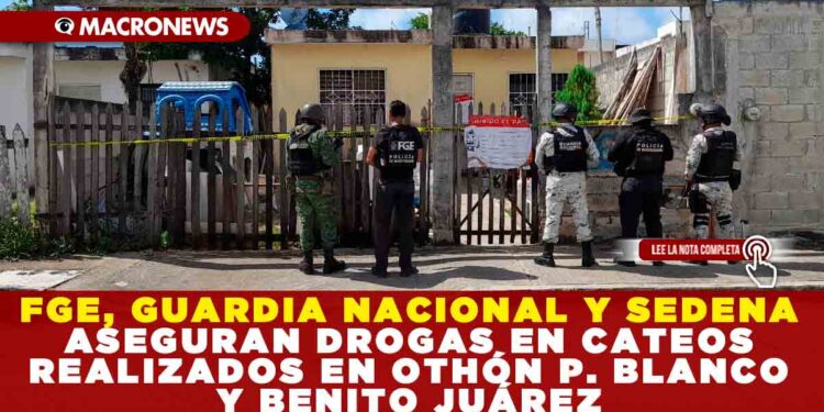 FGE, GUARDIA NACIONAL Y SEDENA ASEGURAN DROGAS EN CATEOS REALIZADOS EN OTHÓN P. BLANCO Y BENITO JUÁREZ