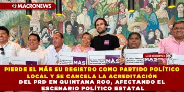 PIERDE EL MÁS SU REGISTRO COMO PARTIDO POLÍTICO LOCAL Y SE CANCELA LA ACREDITACIÓN DEL PRD EN QUINTANA ROO, AFECTANDO EL ESCENARIO POLÍTICO ESTATAL