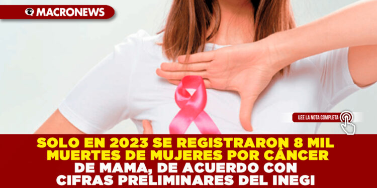 SOLO EN 2023 SE REGISTRARON 8 MIL MUERTES DE MUJERES POR CÁNCER DE MAMA, DE ACUERDO CON CIFRAS PRELIMINARES DEL INEGI