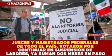JUECES Y MAGISTRADOS FEDERALES DE TODO EL PAÍS, VOTARON POR CONTINUAR EN SUSPENSIÓN DE LABORES, YA SUMAN DOS MESES EN PARO