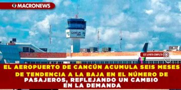 EL AEROPUERTO DE CANCÚN ACUMULA SEIS MESES DE TENDENCIA A LA BAJA EN EL NÚMERO DE PASAJEROS, REFLEJANDO UN CAMBIO EN LA DEMANDA