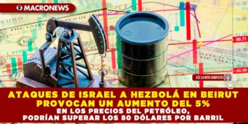ATAQUES DE ISRAEL A HEZBOLÁ EN BEIRUT PROVOCAN UN AUMENTO DEL 5% EN LOS PRECIOS DEL PETRÓLEO, PODRÍAN SUPERAR LOS 80 DÓLARES POR BARRIL