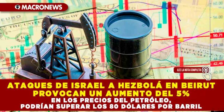 ATAQUES DE ISRAEL A HEZBOLÁ EN BEIRUT PROVOCAN UN AUMENTO DEL 5% EN LOS PRECIOS DEL PETRÓLEO, PODRÍAN SUPERAR LOS 80 DÓLARES POR BARRIL
