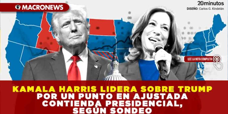 KAMALA HARRIS LIDERA SOBRE TRUMP POR UN PUNTO EN AJUSTADA CONTIENDA PRESIDENCIAL, SEGÚN SONDEO