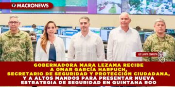 GOBERNADORA MARA LEZAMA RECIBE A OMAR GARCÍA HARFUCH SECRETARIO DE SEGURIDAD Y PROTECCIÓN CIUDADANA, Y A ALTOS MANDOS PARA PRESENTAR NUEVA ESTRATEGIA DE SEGURIDAD EN QUINTANA ROO