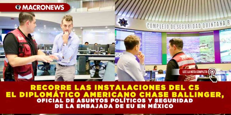 RECORRE LAS INSTALACIONES DEL C5 EL DIPLOMÁTICO AMERICANO CHASE BALLINGER, OFICIAL DE ASUNTOS POLÍTICOS Y SEGURIDAD DE LA EMBAJADA DE EU EN MÉXICO