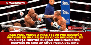 JAKE PAUL VENCE A MIKE TYSON POR DECISIÓN UNÁNIME EN UNA PELEA DE OCHO ROUNDS; EL EX PUGILISTA MOSTRÓ BUENAS COMBINACIONES DESPUÉS DE CASI 20 AÑOS FUERA DEL RING