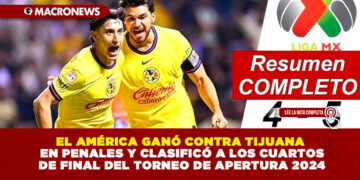EL AMÉRICA GANÓ CONTRA TIJUANA EN PENALES Y CLASIFICÓ A LOS CUARTOS DE FINAL DEL TORNEO DE APERTURA 2024